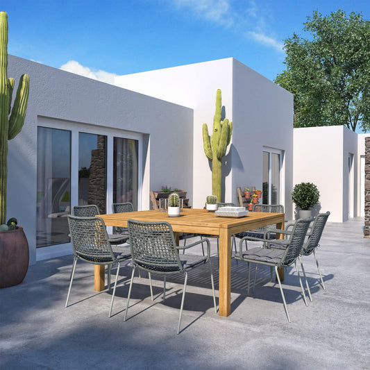 Amazonia Outdoor Teak Dining Set Amazonia 9-Piece Square Patio Dining Set | Certified Teak | Ideal for Outdoors and Indoors
