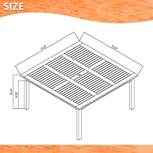 Amazonia Outdoor Teak Dining Set Amazonia 9-Piece Square Patio Dining Set | Eucalyptus Wood | Ideal for Outdoors and Indoors