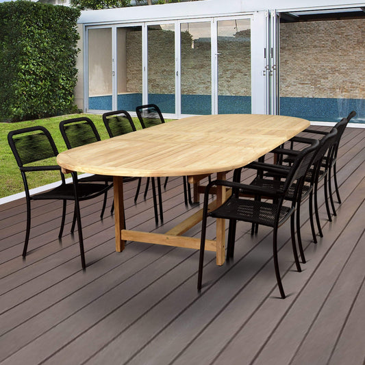 Amazonia Outdoor Teak Dining Set Amazonia 9 Piece Teak Double Extendable Rectangular Patio Dining Set