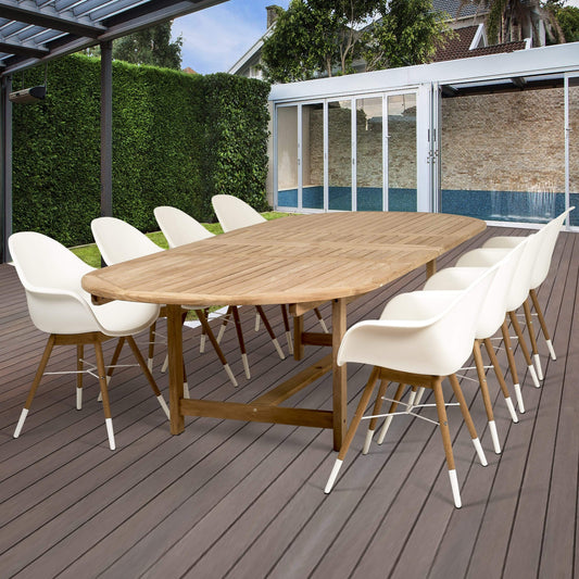 Amazonia Outdoor Teak Dining Set Amazonia 9 Piece Teak Double Extendable Rectangular Patio Dining Set