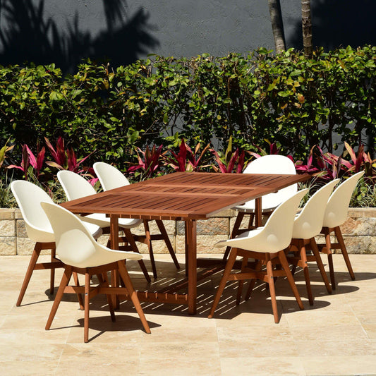 Amazonia Outdoor Teak Dining Set Amazonia Charlotte Deluxe 9 Piece Rectangular Patio Dining Set