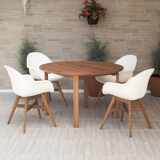 Amazonia Outdoor Teak Dining Set Amazonia Deluxe 5 Piece Round Patio Dining Set
