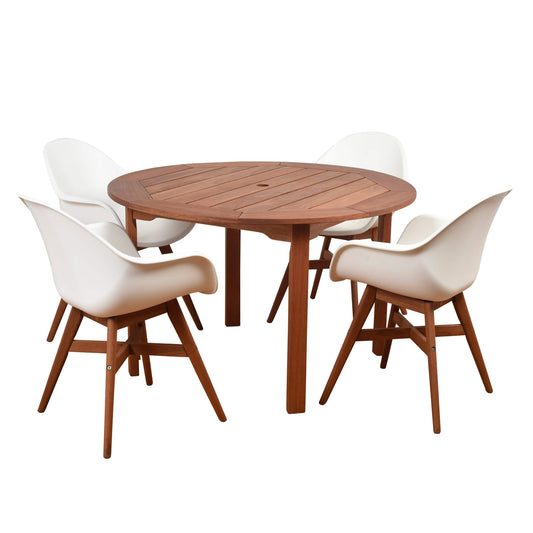 Amazonia Outdoor Teak Dining Set Amazonia Deluxe 5 Piece Round Patio Dining Set