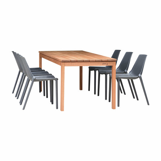 Amazonia Outdoor Teak Dining Set Amazonia Eagle 7-Piece Rectangular Patio Dining Set - Grey