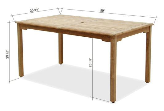 Amazonia Outdoor Teak Dining Set Amazonia Saona 5-Piece Teak finish Rectangular Patio Dining Set