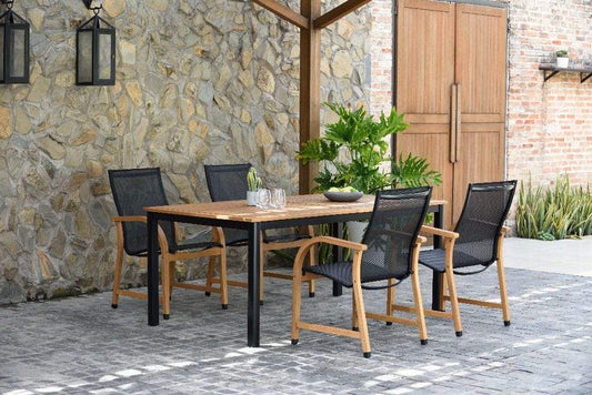 Amazonia Outdoor Teak Dining Set Amazonia Teak Finish & Aluminum Bahamas Rectangular Extendable Teak Finish patio Dining set - Seats 4