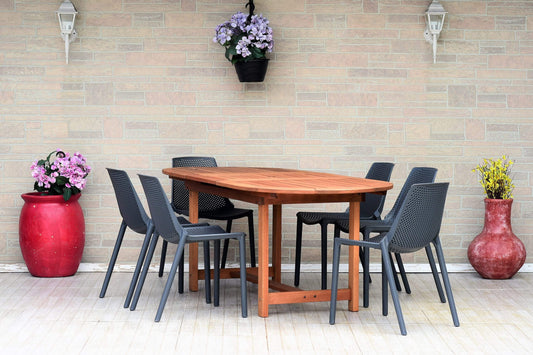 Amazonia Outdoor Teak Dining Set Arizona 7-Piece Eucalyptus Extendable Oval Patio Dining Set