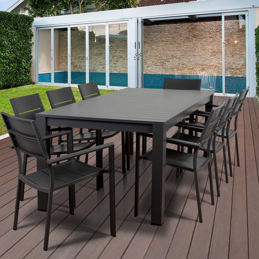 Amazonia Outdoor Teak Dining Set Atlantic 9 Piece Rectangular Patio Dining Set