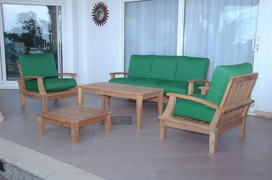 Anderson Teak Conversation Set Forest Green Anderson Teak Brianna 5-Pieces Deep Seating Sofa Set