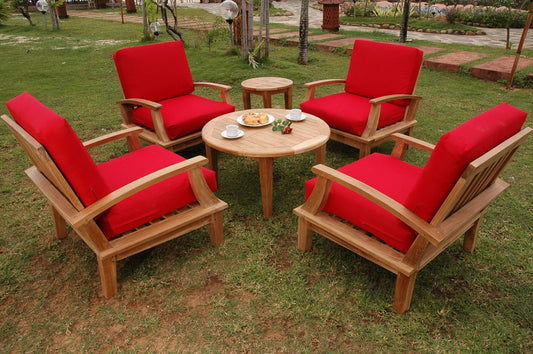 Anderson Teak Conversation Set JockeyRed Anderson Teak Brianna 6-Pieces Deep Seating Armchair Set