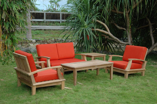 Anderson Teak Conversation Set JockeyRed Anderson Teak Brianna Bahama 5-Pieces Deep Seating Loveseat Set