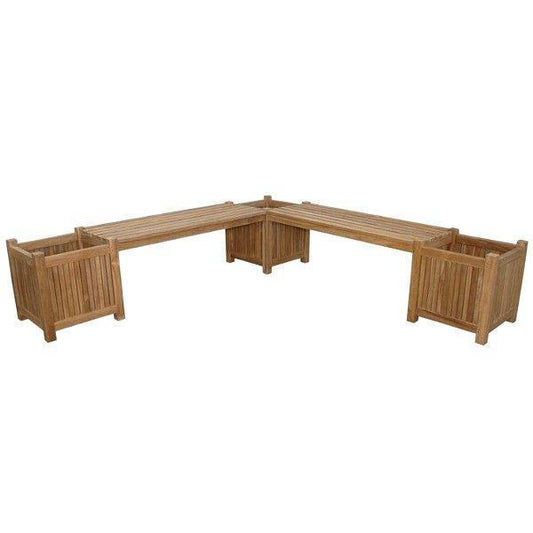 Anderson Teak Outdoor Bench Anderson Teak Planter Bench (2 bench + 3 planter box)