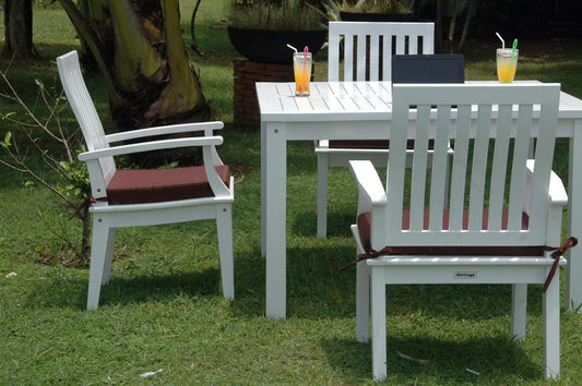 Anderson Teak Outdoor Dining Set Anderson Teak - Magnolia 5-Pieces Dining Set ( SET-P17 ) | Rectangle Teak Wood Dining Table & Armchair | Mahogany White Paint