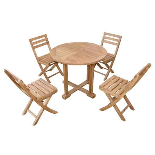 Anderson Teak Outdoor Dining Set Anderson Teak - Montage Alabama 5-Pieces Bistro Set ( SET-228 ) | Teak Wood Round Dining Table