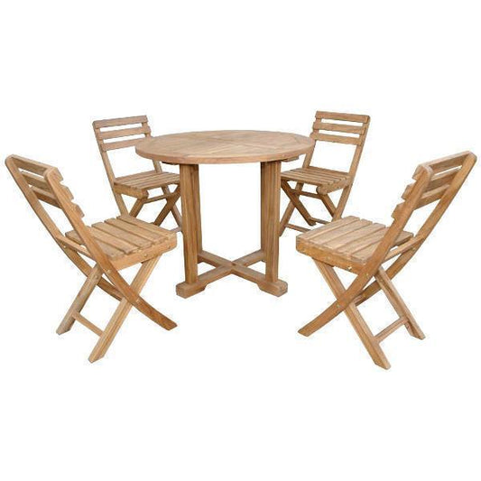 Anderson Teak Outdoor Dining Set Anderson Teak - Montage Alabama 5-Pieces Bistro Set ( SET-228 ) | Teak Wood Round Dining Table