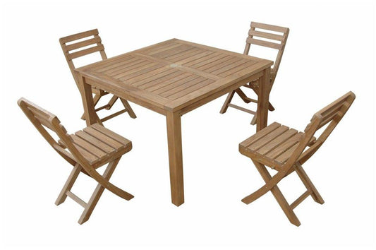 Anderson Teak Outdoor Dining Set Anderson Teak - Montage Alabama 5- Pieces Dining Set ( SET-212 ) | Teak Wood Square Dining Table