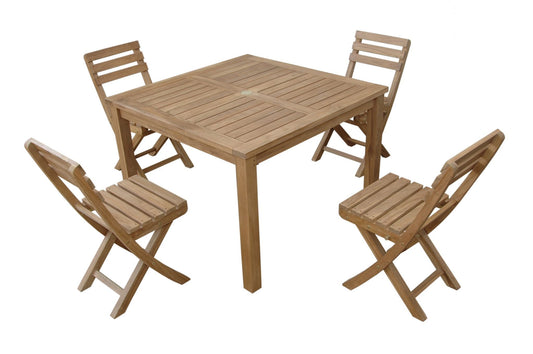 Anderson Teak Outdoor Dining Set Anderson Teak - Montage Alabama 5- Pieces Dining Set ( SET-212 ) | Teak Wood Square Dining Table