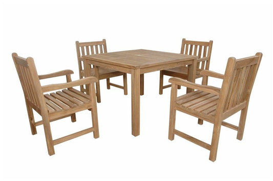 Anderson Teak Outdoor Dining Set Anderson Teak - Montage Braxton 5- Pieces Dining Set B ( SET-214 ) | Teak Wood Square Dining Table & Armchair