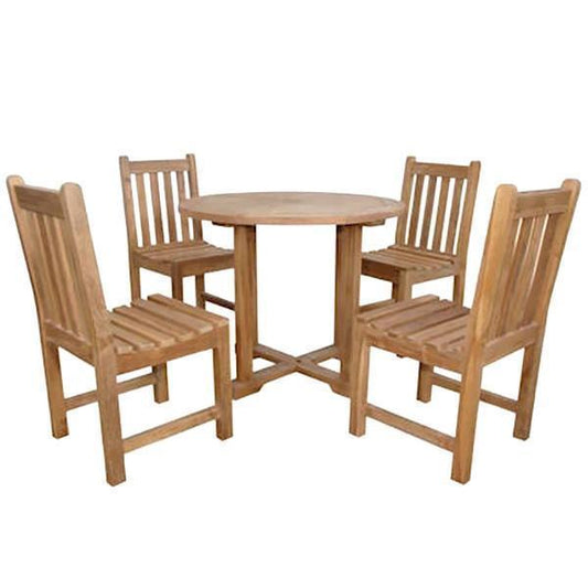 Anderson Teak Outdoor Dining Set Anderson Teak - Montage Braxton 5- Pieces Dining Set C SET-229 | Teak Wood Round Dining Table