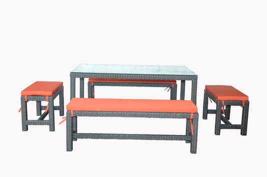 Anderson Teak Outdoor Dining Set Anderson Teak - Sorento 5-Pieces Dining Set - Wicker 6 person ( SR-1013 /14 ) |