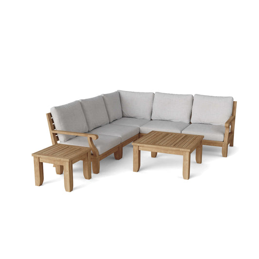 Anderson Teak Outdoor Sectional Anderson Teak Riviera Luxe 7-Pieces Modular Set with Square Tables