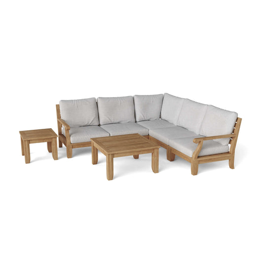 Anderson Teak Outdoor Sectional Anderson Teak Riviera Luxe 7-Pieces Modular Set with Square Tables
