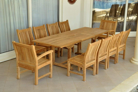 Anderson Teak Outdoor Teak Dining Set Anderson Teak Bahama Sahara 11-Pieces 8' Rectangular Dining Set