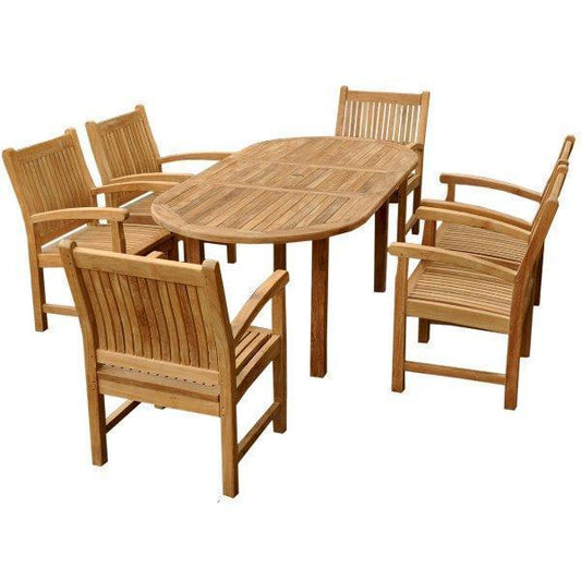 Anderson Teak Outdoor Teak Dining Set Anderson Teak Bahama Sahara 7-Pieces 78" Oval Dining Set