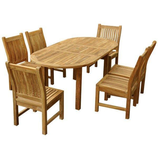 Anderson Teak Outdoor Teak Dining Set Anderson Teak Bahama Sahara 7-Pieces 8' Rectangular Dining Set