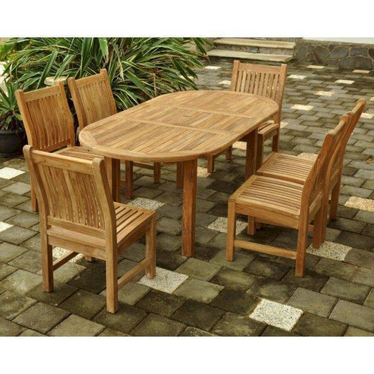 Anderson Teak Outdoor Teak Dining Set Anderson Teak Bahama Sahara 7-Pieces 8' Rectangular Dining Set