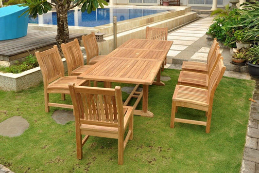 Anderson Teak Outdoor Teak Dining Set Anderson Teak Bahama Sahara 9-Pieces 8' Rectangular Dining Set