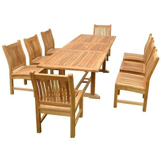 Anderson Teak Outdoor Teak Dining Set Anderson Teak Bahama Sahara 9-Pieces 8' Rectangular Dining Set