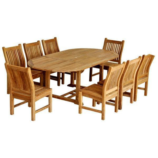 Anderson Teak Outdoor Teak Dining Set Anderson Teak Bahama Sahara 9-Pieces 87" Oval Dining Set