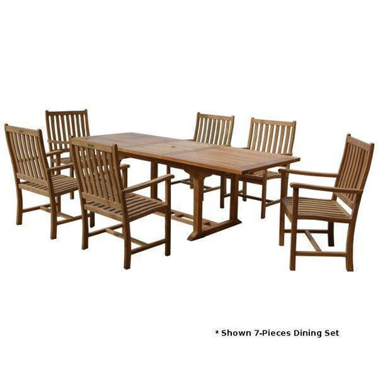 Anderson Teak Outdoor Teak Dining Set Anderson Teak Bahama Wilshire Armchair 9-Pieces Extension Dining Set