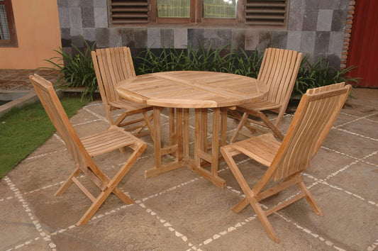 Anderson Teak Outdoor Teak Dining Set Anderson Teak Butterfly Comfort 5-Pieces Dining Table Set