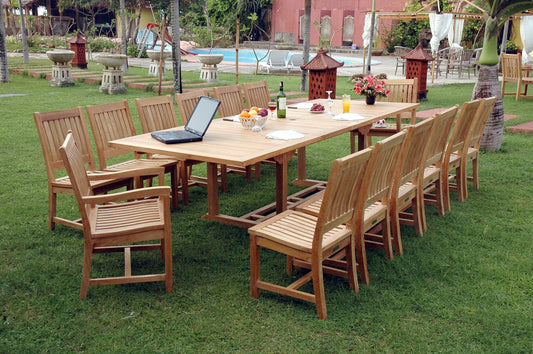 Anderson Teak Outdoor Teak Dining Set Anderson Teak Valencia Rialto 15-Pieces Dining Set