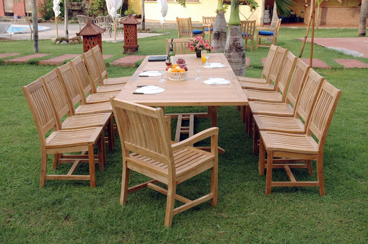 Anderson Teak Outdoor Teak Dining Set Anderson Teak Valencia Rialto 15-Pieces Dining Set