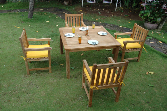 Anderson Teak Outdoor Teak Dining Set Anderson Teak Windsor Classic Armchair 5-Pieces Dining Table Set