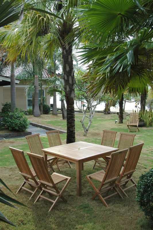 Anderson Teak Outdoor Teak Dining Set Anderson Teak Windsor Classic Chair 9-Pieces Folding Dining Set