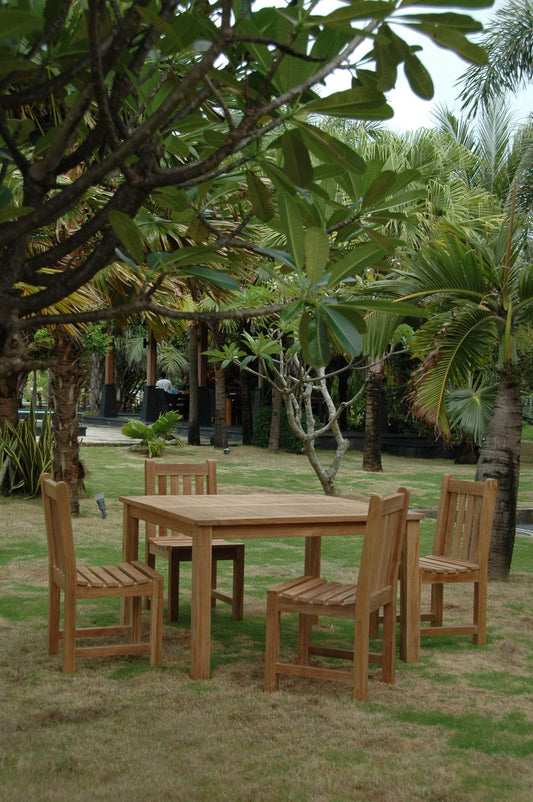 Anderson Teak Outdoor Teak Dining Set Anderson Teak Windsor Classic Side Chair 5-Pieces Dining Table Set