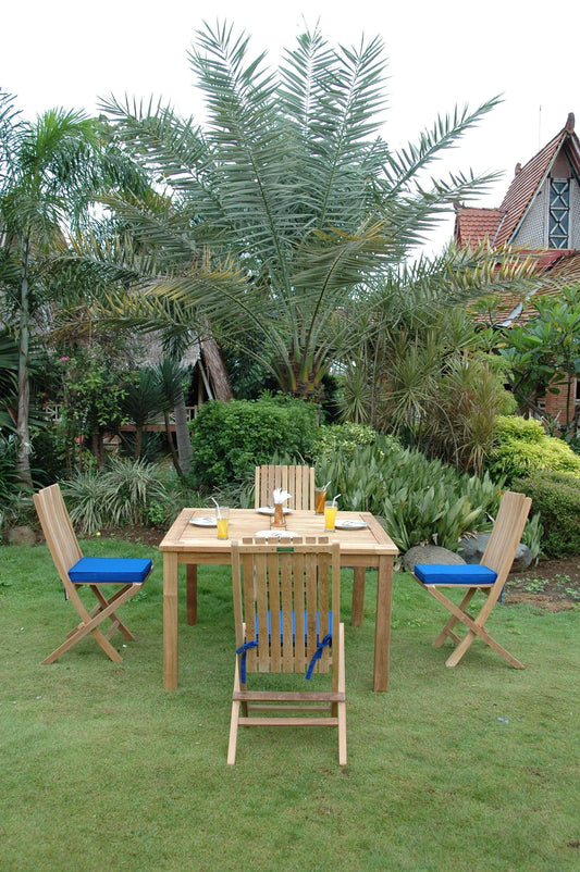 Anderson Teak Outdoor Teak Dining Set Anderson Teak Windsor Comfort Chair 5-Pieces Folding Dining Set