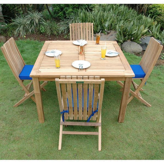 Anderson Teak Outdoor Teak Dining Set Anderson Teak Windsor Comfort Chair 7-Pieces Folding Dining Set