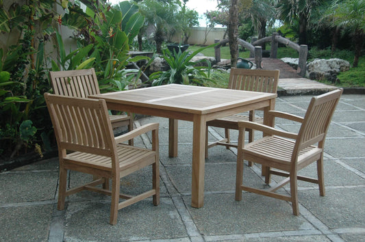 Anderson Teak Outdoor Teak Dining Set Anderson Teak Windsor Rialto Armchair 5-Pieces Dining Set