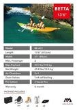 Aqua Marina Inflatable Kayak Aqua Marina - Betta-412 Leisure Kayak-2 person. Inflatable deck. Kayak paddle set included.