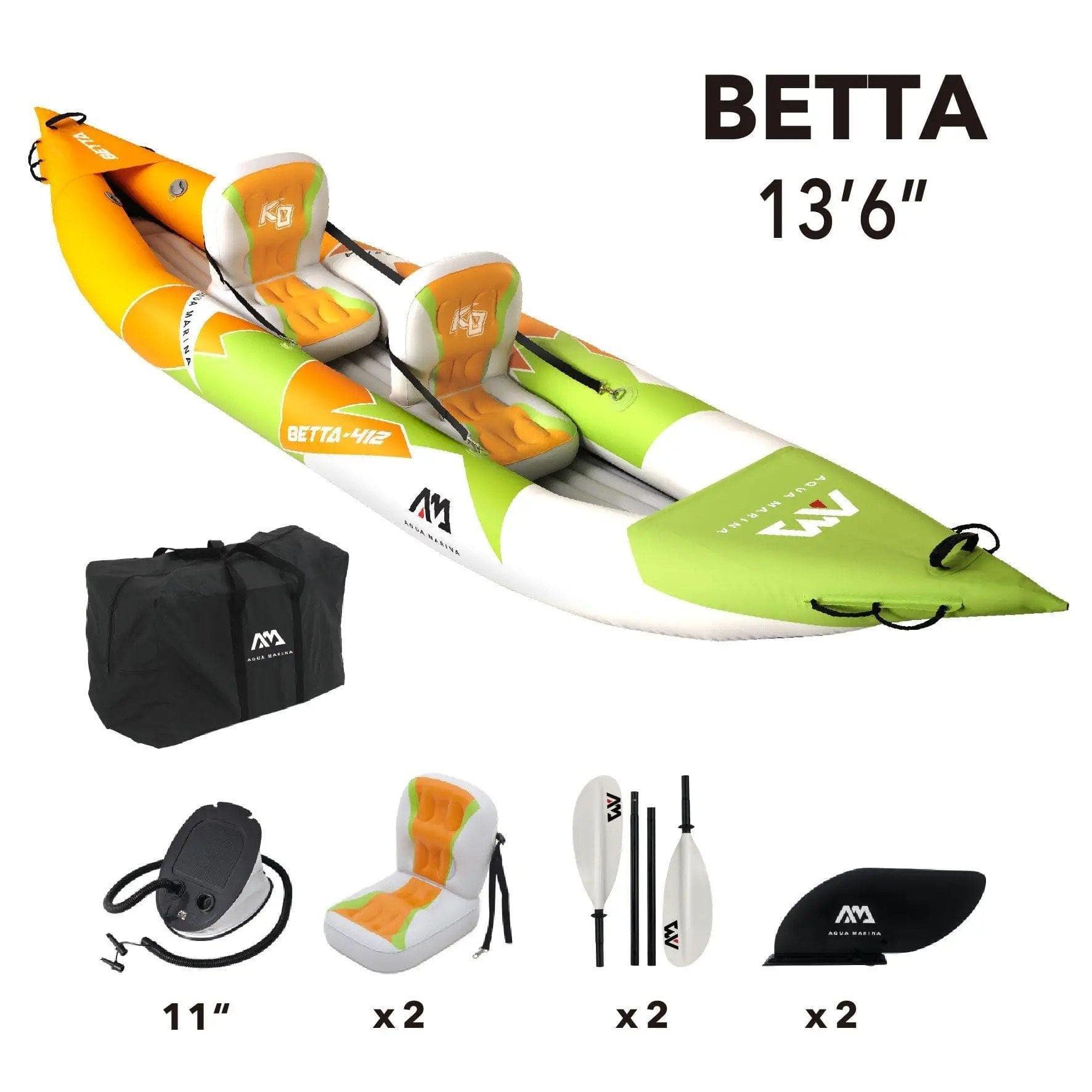 Aqua Marina Inflatable Kayak Aqua Marina - Betta-412 Leisure Kayak-2 person. Inflatable deck. Kayak paddle set included.