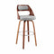 Armen Living Bar Stool Armen Living | Julius 30" Gray Faux Leather and Walnut Wood Bar Stool | LCJUBAWAGR30
