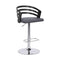 Armen Living Barstool Armen Living | Adele Adjustable Height Swivel Grey Faux Leather and Black Wood Bar Stool with Chrome Base | LCADBAGRCHR