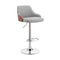 Armen Living Barstool Armen Living - Asher Adjustable Gray Faux Leather and Chrome Finish Bar Stool | LCARBAWAGR