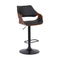 Armen Living Barstool Armen Living | Aspen Adjustable Swivel Black Faux Leather and Walnut Wood Bar Stool with Black Base | LCASBAWABL