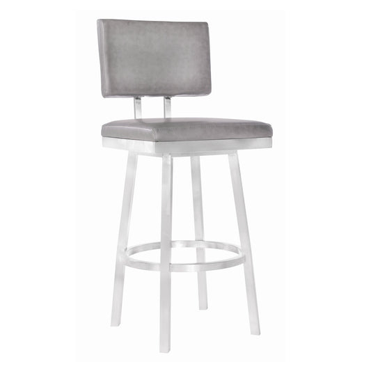 Armen Living Barstool Armen Living | Balboa 26" Counter Height Swivel Vintage Grey and Brushed Stainless Steel Bar Stool | LCBBBABSVG26
